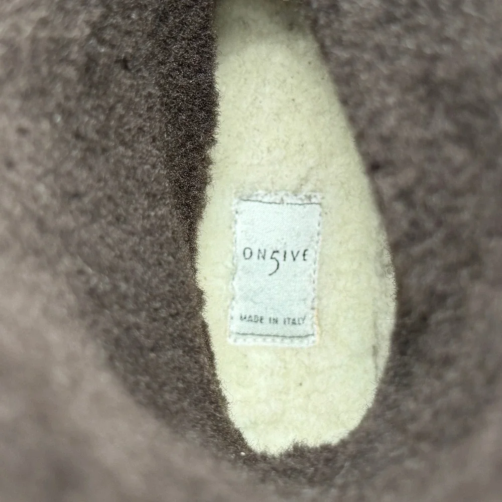 On Five Italian Suede Leather‎ Shearling Boots Women's 8 Brown Knee High Winter